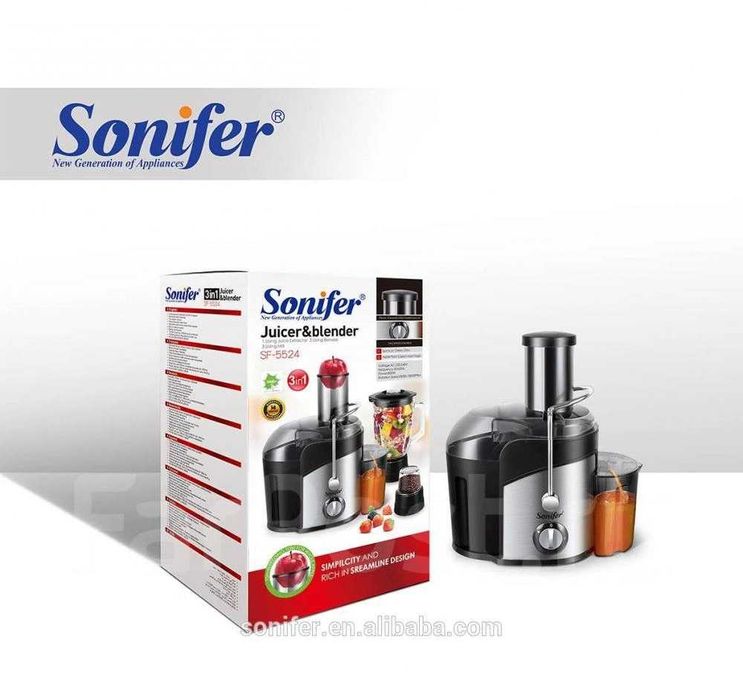 Кухонный комбайн 3в1 блендер, кофемолка, соковыжималка Sonifer SF-5524