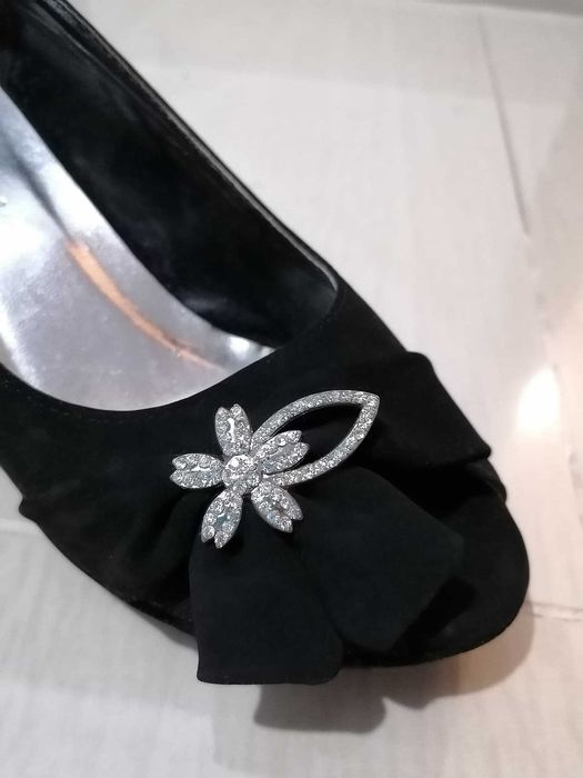 Pantofi negri, catifea, nr 38