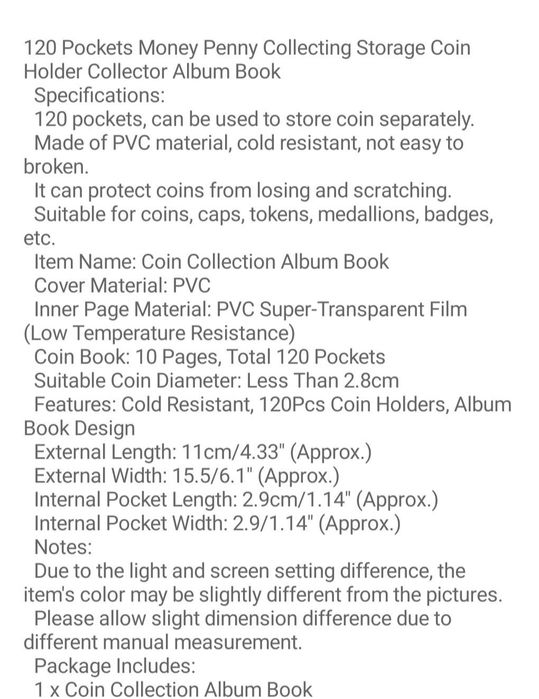 Album Clasor monede 120 buzunare