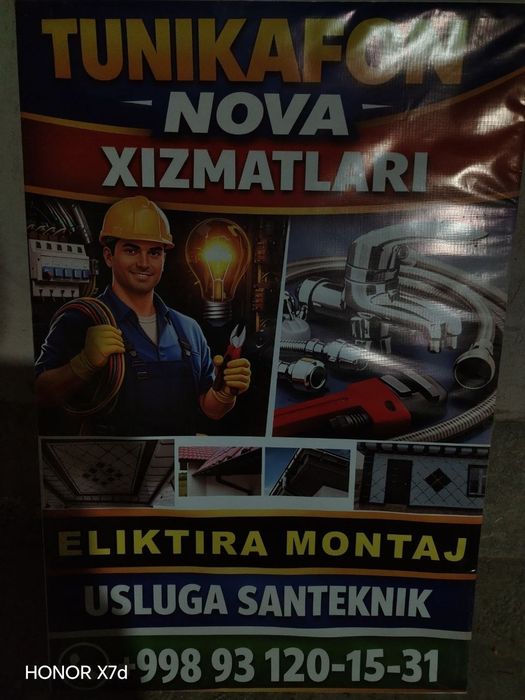 Santexnik,Elektrik,tunuka fon xizmatlari.Usto Xurshid xizmatlari.93120