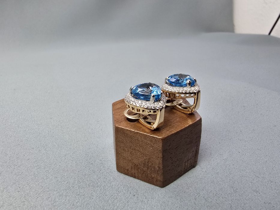 ‼️ Дамски Златни Обеци с Swiss Blue Topaz ‼️ - Заложна къща Бургас Галерия 65