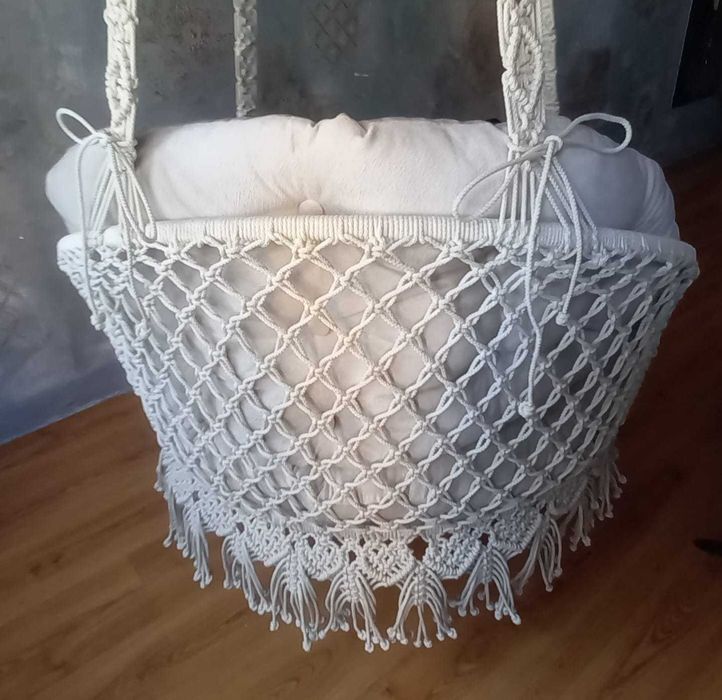 Подвесное кресло-гамак, плетеное макраме