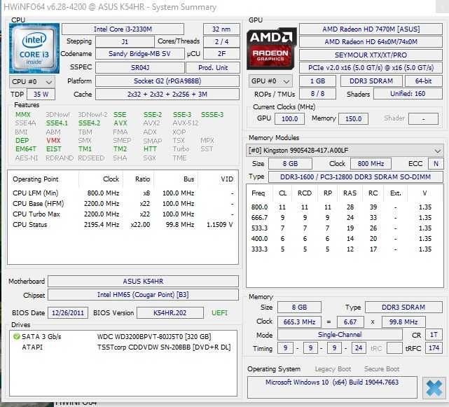 Laptop Asus K54HR I3 2330M HDD/SSD Ram 8 Gb Video dedicat HD 7470n 15.6 Inch