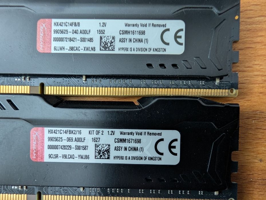 32GB (4×8GB) DDR4 HyperX Fury 2133MHz CL14.