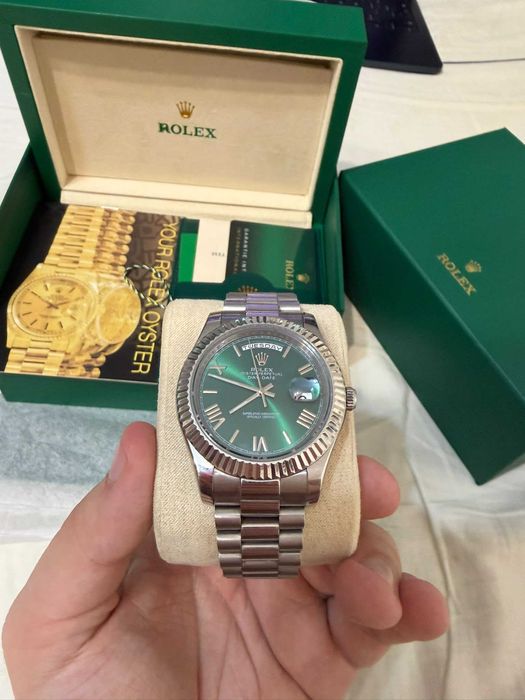 Ceas Rolex Day-Date verde argintiu 41 mm fullbox