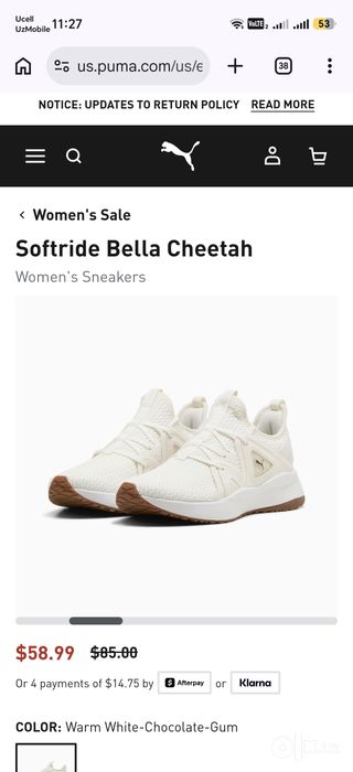 Женские кроссовки PUMA Softride Bella Cheetah, размер 38.5
