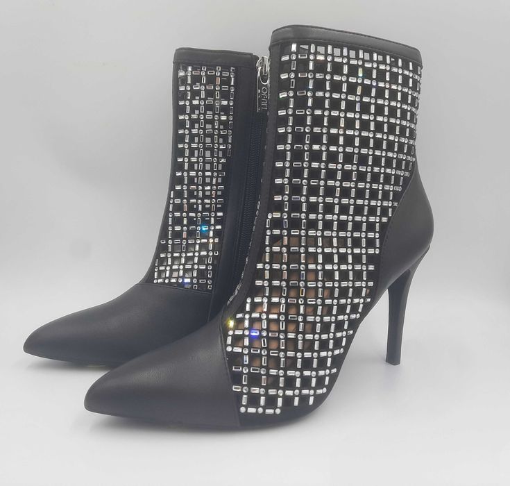 Superbe botine -bijuterie LIU JO originale noi model superb stiletto piele naturala + cristale 37