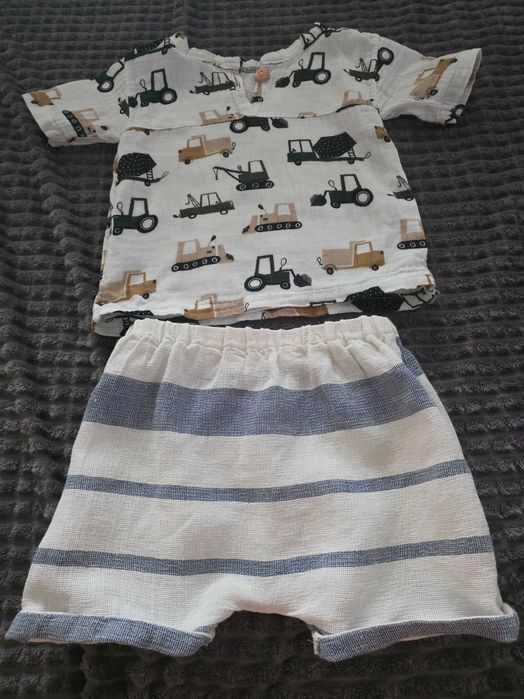 Pantaloni scurti in si tricou muselina 2-3 ani