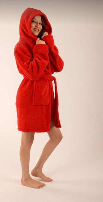 Halat de baie Welsoft cu gluga din pluș,cu buzunare duble unisex