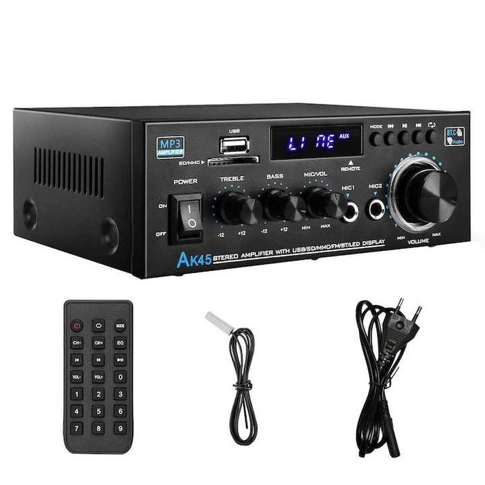 Amplificator audio cu telecomanda,350Wx2,USB/SD/AUX/FM,bluetooth,nou