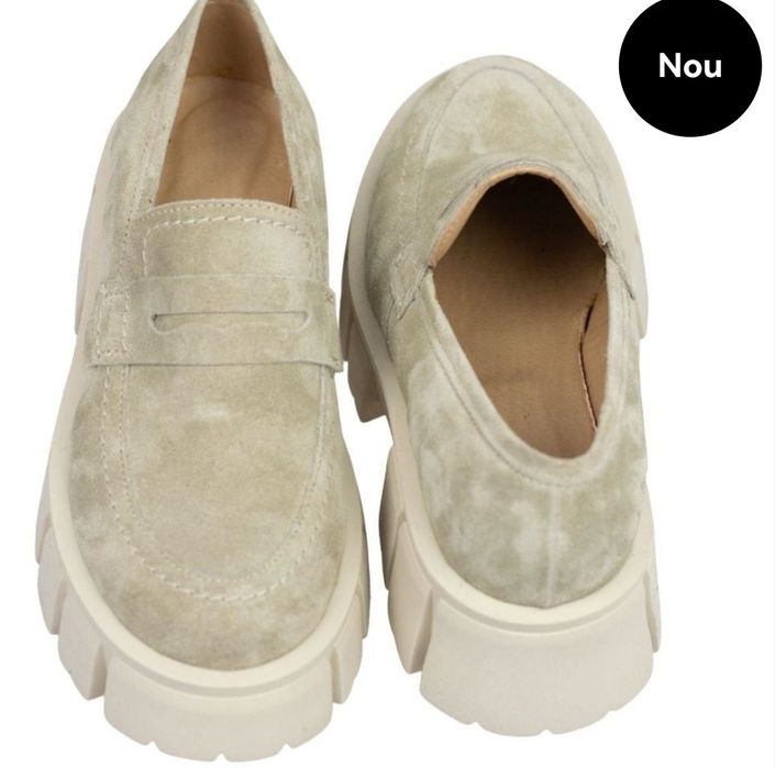 Pantofi Oxford Ted Shoes dama piele întoarsă bej 37