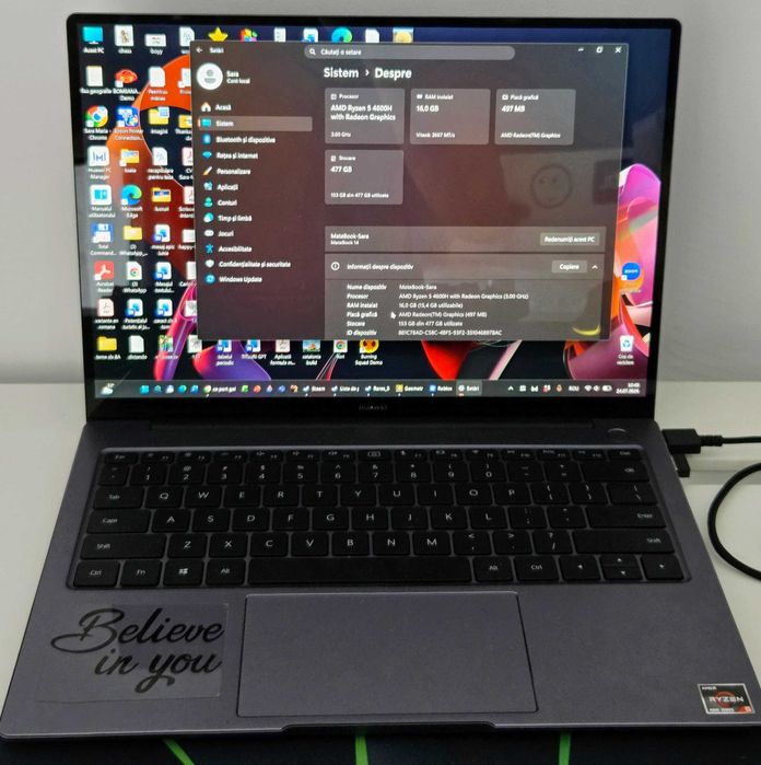 Laptop Huawei MateBook 14 - Ryzen 5 4600H, 16GB RAM, 512GB SSD, Ecran 2K