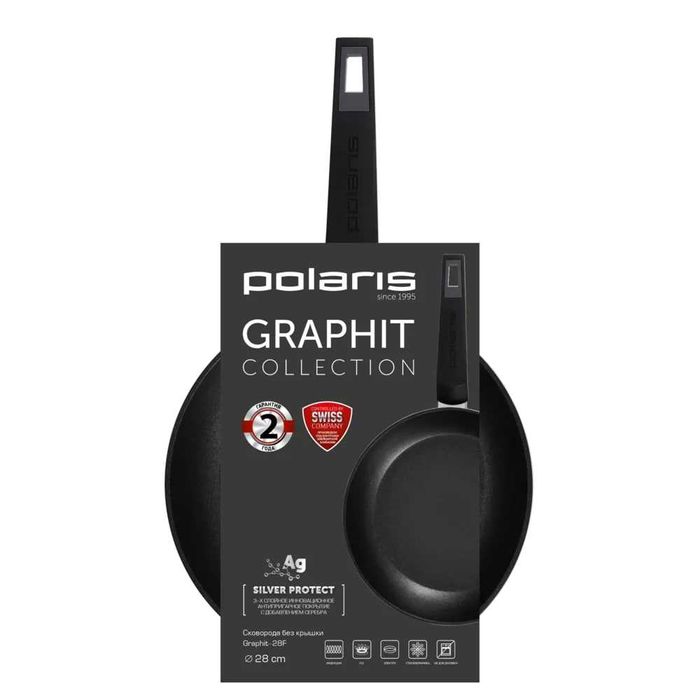 Сковорода Polaris Graphit-28F без крышки Ø28 см