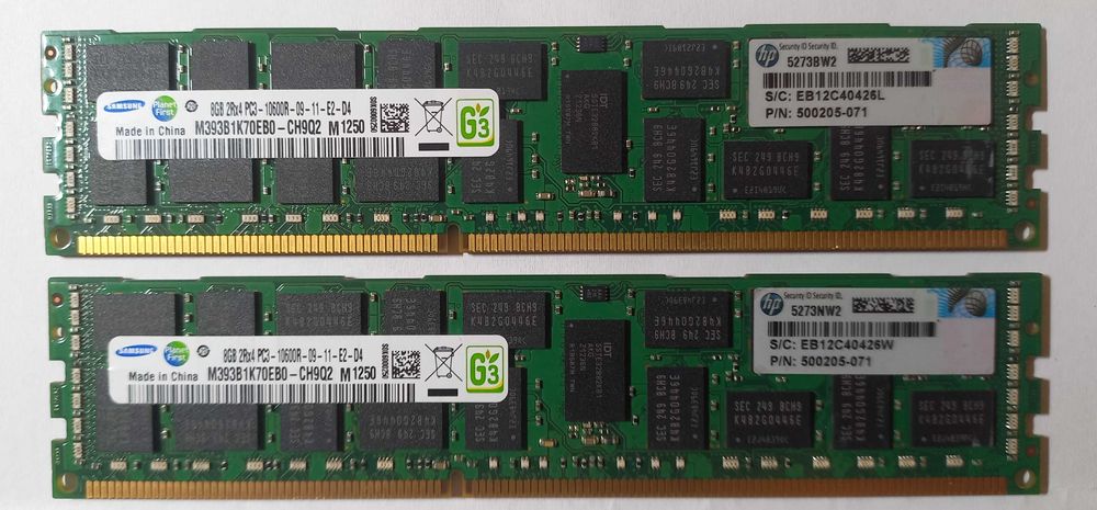 Lot 8 x 8GB DDR3 PC3-10600R + 12 x 2GB DDR3 ECC REG server workstation