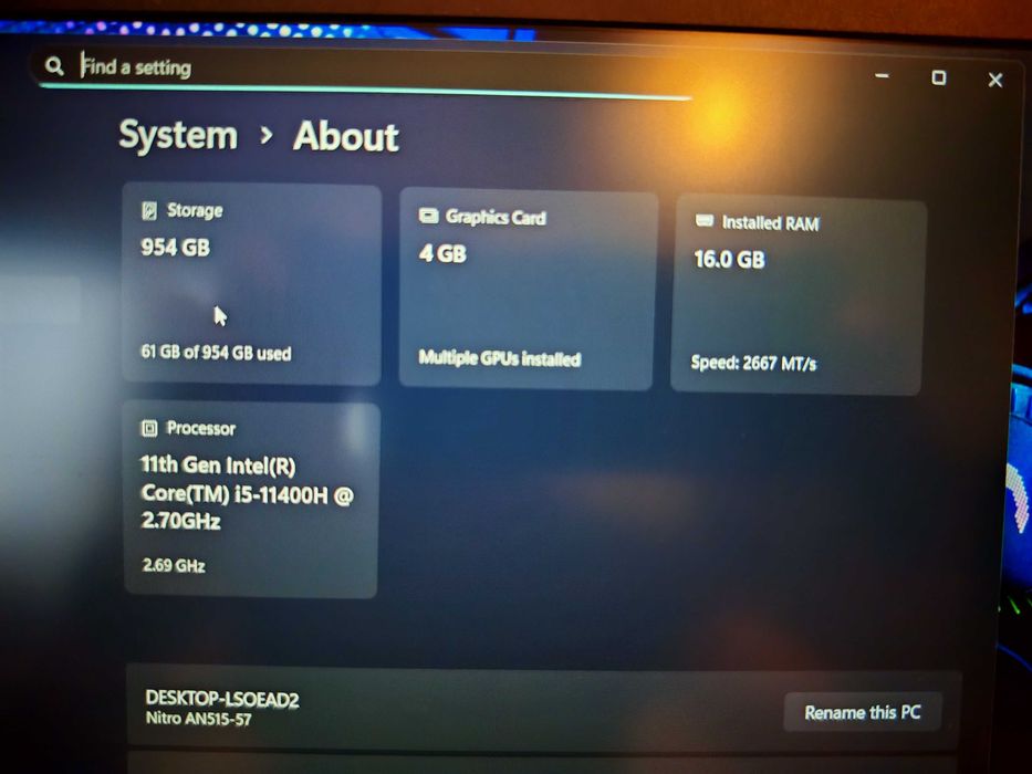 Laptop gaming Acer Nitro AN515-57/i5-11400h/RTX 3050/1 tb SSD/144 hz