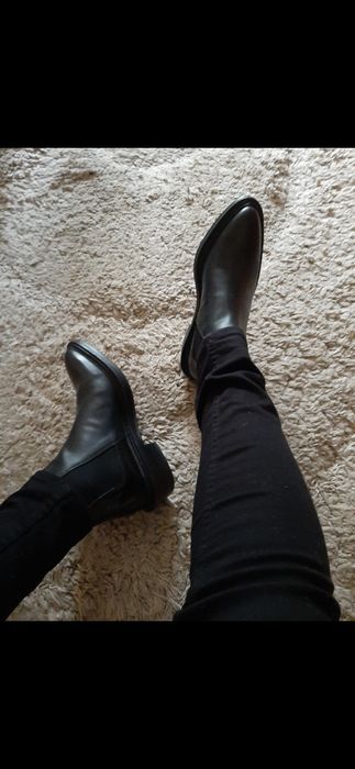 Ghete Chelsea Zara din piele cu varf ascuțit,model Balenciaga,Balmain,