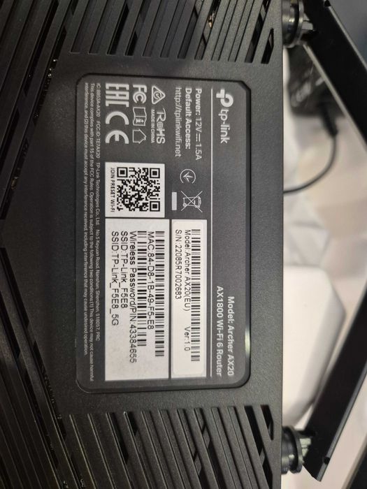 Router Wireless Wi-Fi 6 TP-Link Archer AX20 Dual-Band AX1800 1.8 Gbps