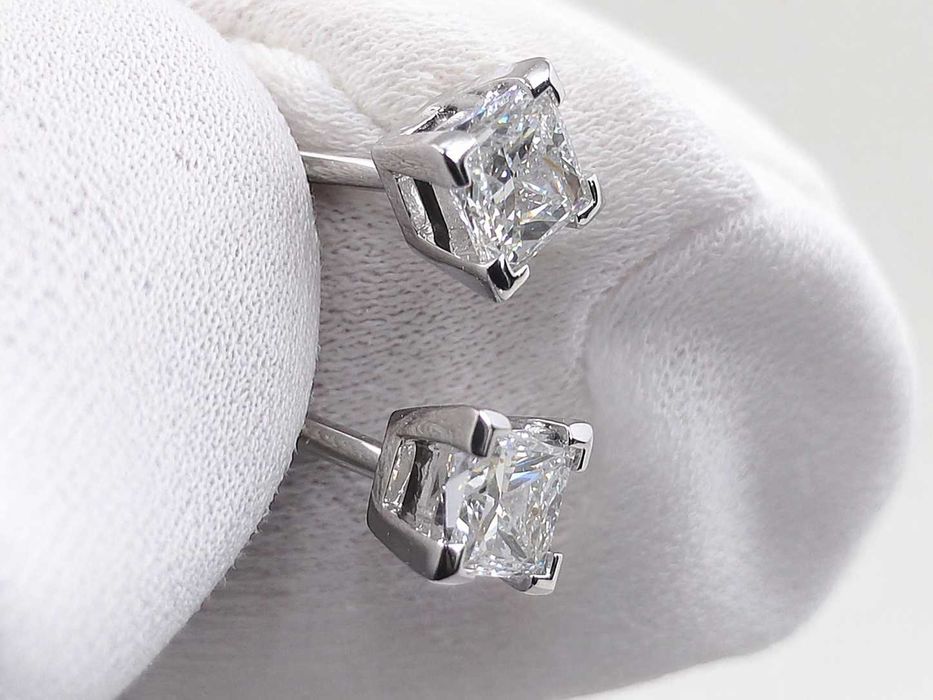 Cercei TEILOR Aur Alb 18K cu Diamante "Princess Cut" 0.4ct – Certificat Garanție