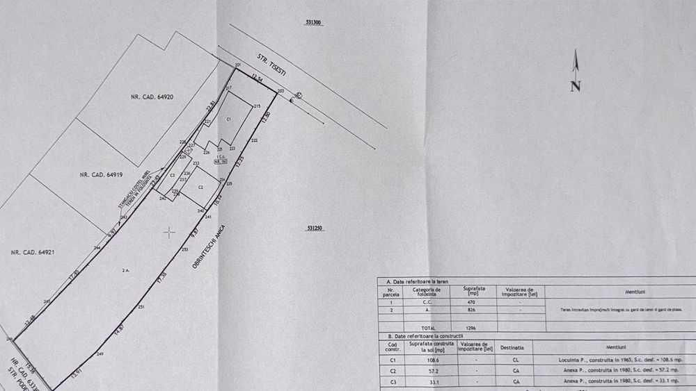 Casă bătrânească + teren de vânzare în Târgu Ocna, strada Tisești