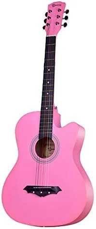 Chitara acustica din lemn 95 cm 4/4  albastru negru natur roz alb