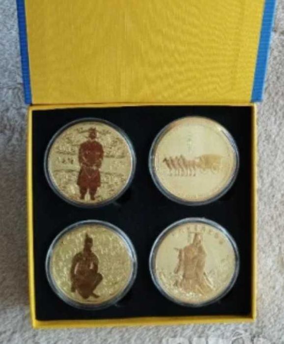 1 oz сребърно кюлче Лунар Коня,Китайски монети,Значки с знамена САЩ-РУ