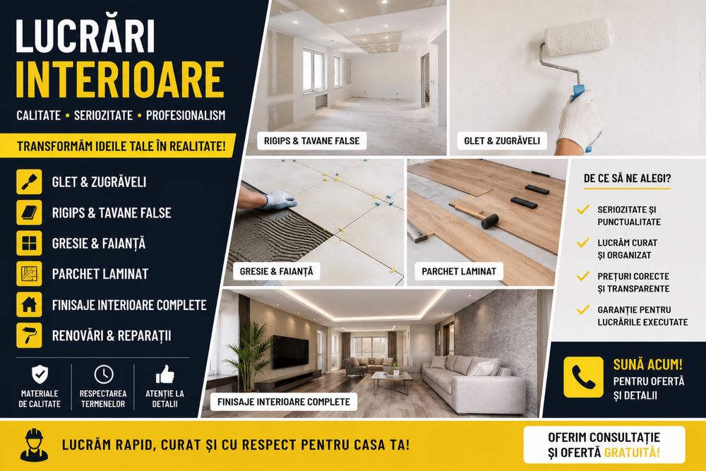 Executam lucrari interioare rapid si de calitate