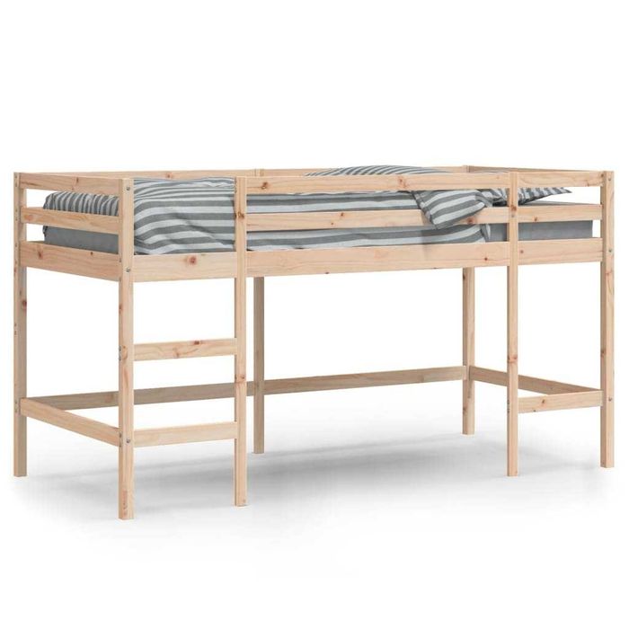 Pat supraetajat pentru copii cu scară 80x200 cm, lemn masiv de pin vidaXL