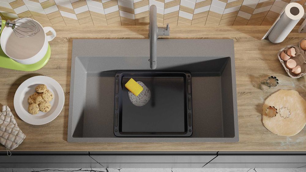 сива кухненска мивка от гранит Рига 80 XXL 780 x 500 мм