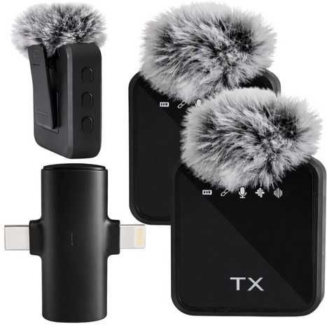 Двоен безжичен Wireless BLuetooth микрофон за телефон