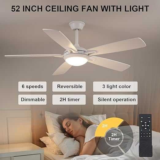 Ventilator de tavan Surtime cu iluminare ,silențios, 132 cm