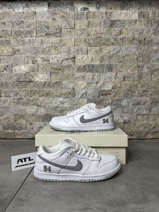 Nike Sb Dunk Low Supreme 94 White Metalic