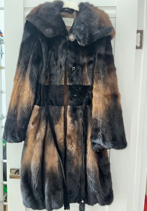 Шуба норковая с поясом