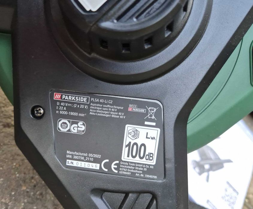 Листосъбирач / духалка на батерии Parkside PLSA 40-Li C2