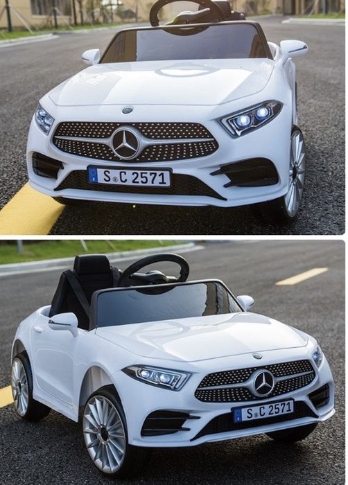 Бяла акумулаторна кола Mercedes Benz CLS350 с кожена седалка 12V