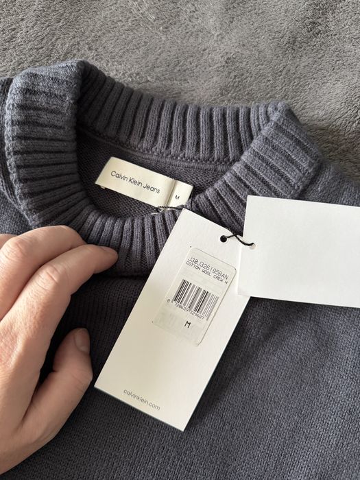 Calvin Klein Jeans pulovar bumbac lana bleumarin marimea M nou