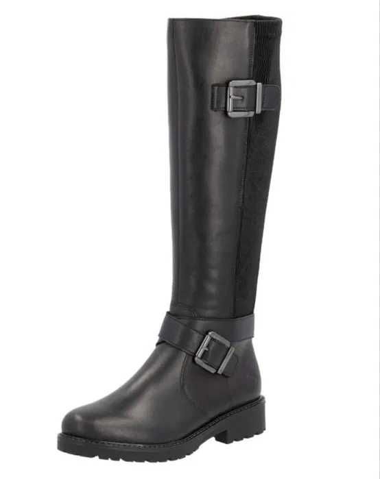 черни кожени ботуши Remonte, еластична горна част