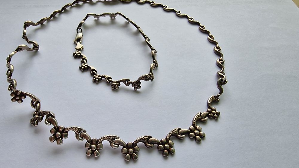 Комплект серебро колье и браслет