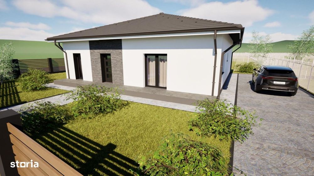 Casa pe un singur nivel, 153 mp,teren 500,perfect drept, Sângeorgiu