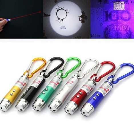 Ключодържател 4в1 с UV фенер за проверка на пари евро, лазер и фенер