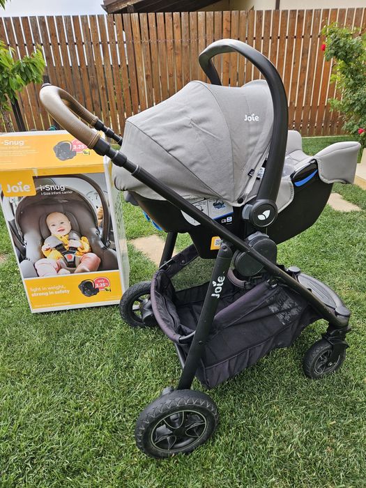Carucior 2 in 1 pentru copii Joie Chrome + Joie - Scoica auto i-Snug, 40-75 cm, testata ADAC