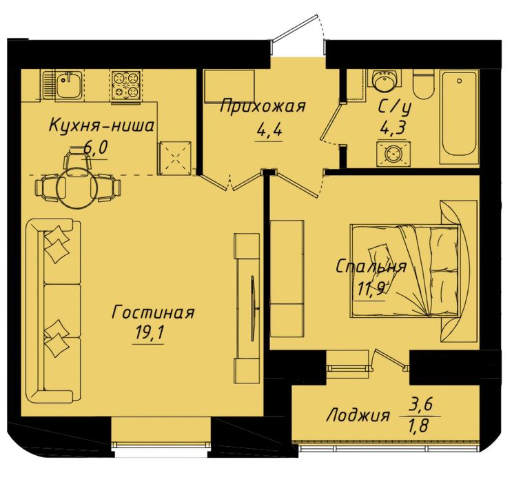 2 комнатная квартира