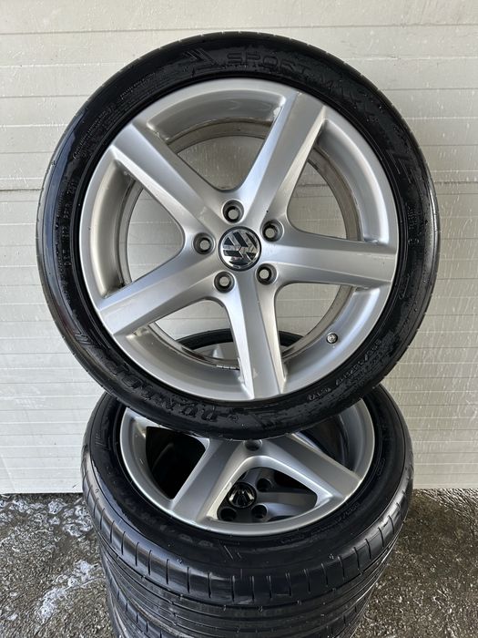 Jante originale 17 5 112 Wv Passat Touran Saran Tiguan Jetta Golf 5 6 7 Audi A3 A4 A6 Skoda Octavia Superb Seat cu cauciucuri vara