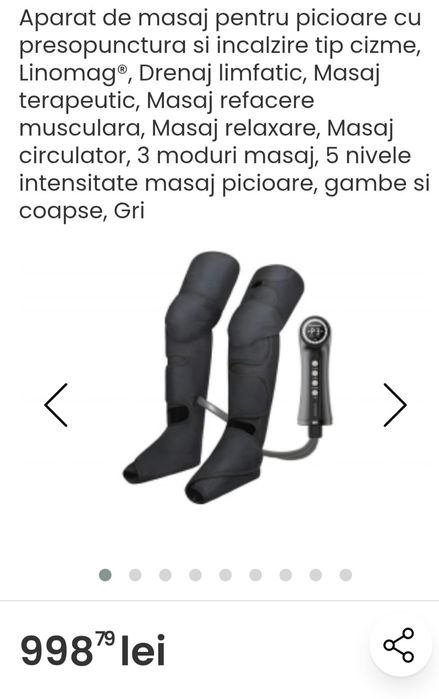 Aparat de masaj pentru picioare cu presopunctura si incalzire tip cizme, Linomag®, Drenaj limfatic, Masaj terapeutic, Masaj refacere musculara, Masaj