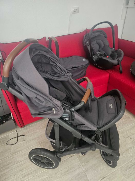 Set Britax Romer Modular  0 - 2 ANI - Scaun, Scoica, Landou, Sport, Baza Isofix Smile 5Z, Midnight Grey