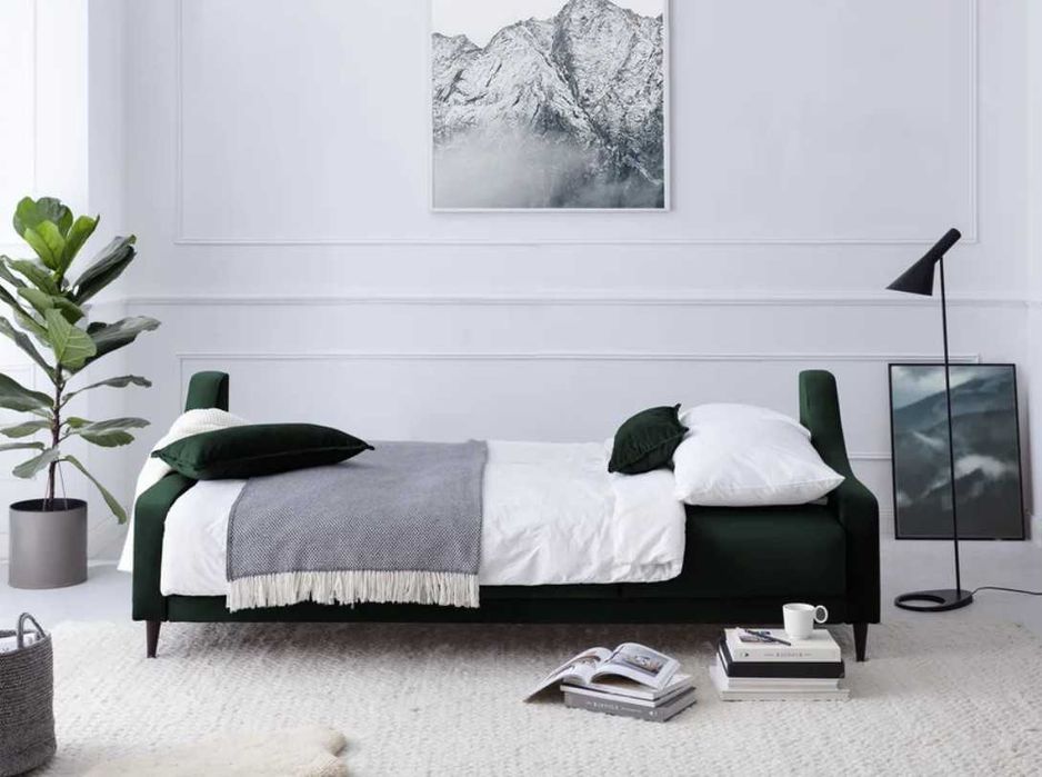 Vand canapea extensibila verde inchis cu catifea