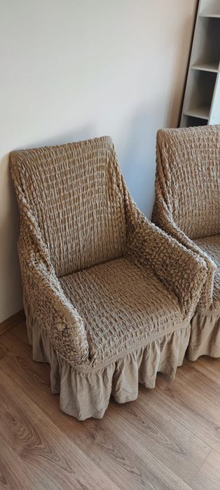 Set mobilă – Pat + 6 fotolii cu huse elastice – stare foarte bună