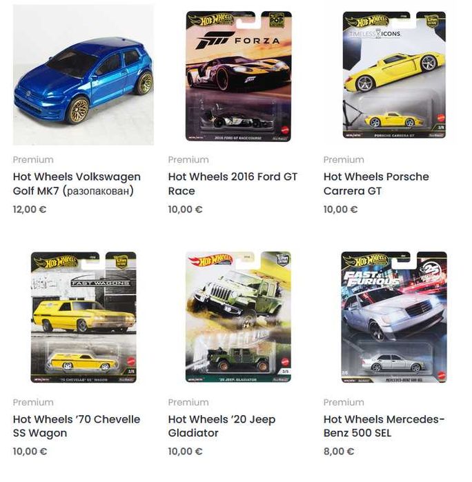 Метални колички Hot Wheels Premium, RLC и Ferrari Racer