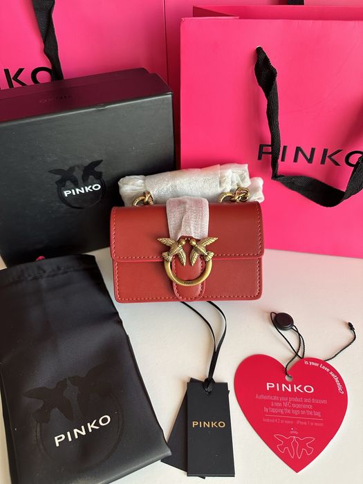 Оригинална чанта Pinko micro model в червен цвят