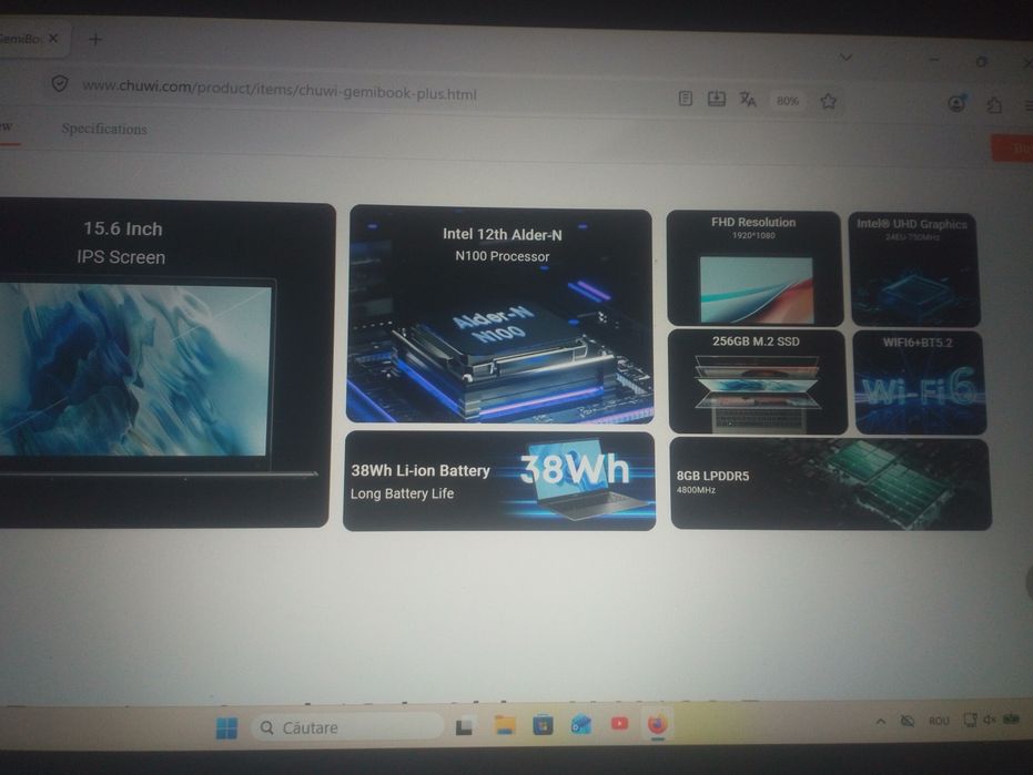 Laptop chuwi gemenibook pro plus n100 15,6 invh