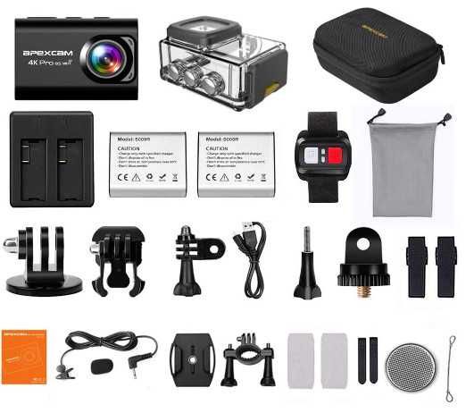 Екшън камера Apexcam M80 Pro EIS, 4K, 20MP, спортна камера